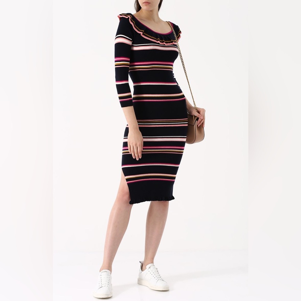 Rebecca Taylor Multicolor Striped Long Sleeve Dress - Picture 4 of 4
